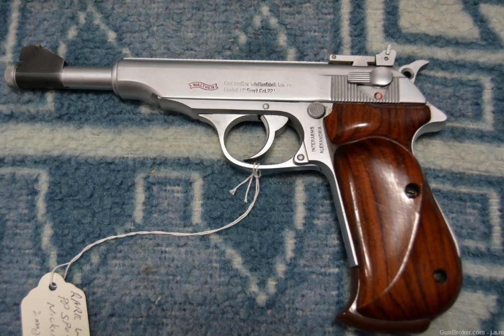 RARE Walther PP Sport Presentation Gun Nickel Single Action With Case .22LR-img-2