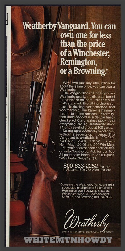 1983 WEATHERBY Vanguard Rifle Print Gun AD-img-0