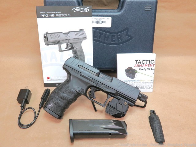 Walther PPQ 45ACP Made in Germany W/Green Laser/Flashlight -img-0