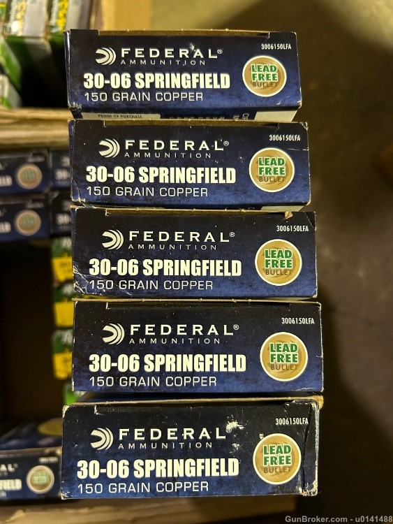 100 rounds Federal Power-Shok lead free Copper 30-06 150 Grain HP Ammo-img-0