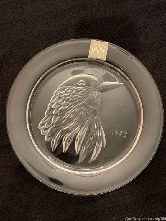 VINTAGE LALIQUE CRYSTAL ANNUAL COLLECTOR 1973 JAYLING BIRD PLATE-img-0