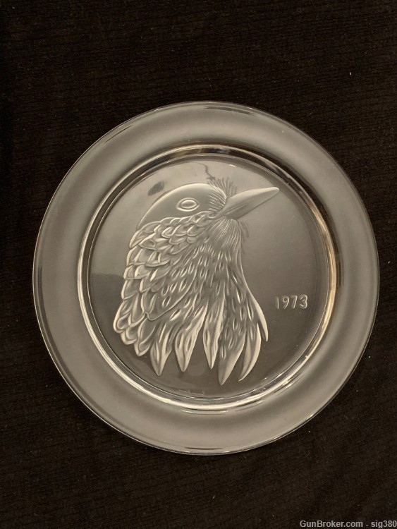 VINTAGE LALIQUE CRYSTAL ANNUAL COLLECTOR 1973 JAYLING BIRD PLATE-img-5