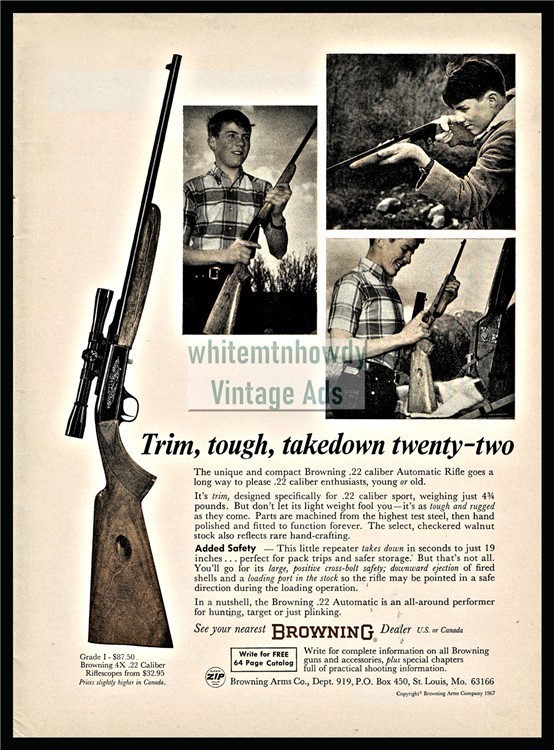 1967 BROWNING Grade I .22 Automatic Rifle PRINT AD-img-0