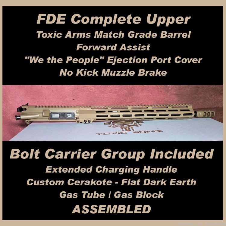 Complete AR15 FDE Upper Receiver 300 Blackout AR 15 Rifle Flat Dark Earth-img-0