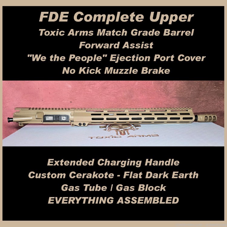 Complete AR15 FDE Upper Receiver 5.56 NATO 223 AR 15 Flat Dark Earth 16" B-img-0