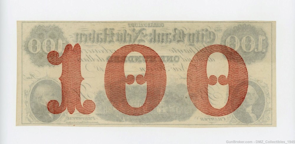 1800s $100 Connecticut Bank Note Bill Currency Money -img-1