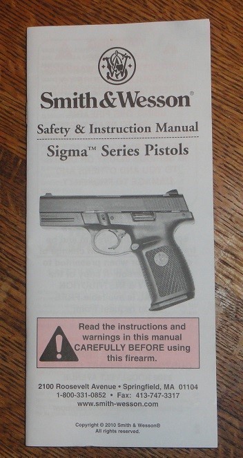 Smith & Wesson S&W Factory Sigma Series Pistol Manual-img-0