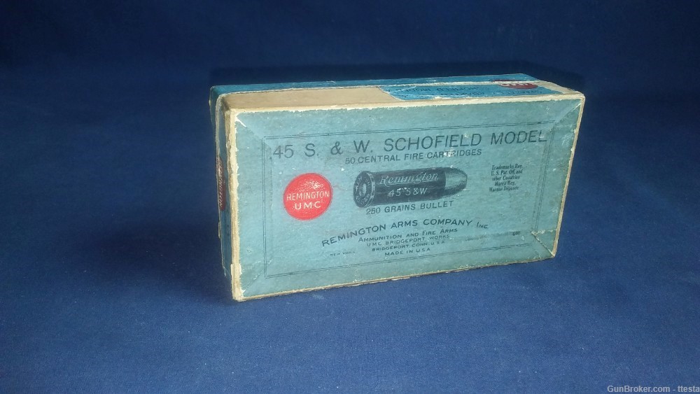 Vintage 45 S&W Schofield Remington UMC 2-Piece Box, 39rds Black Powder Ammo-img-2