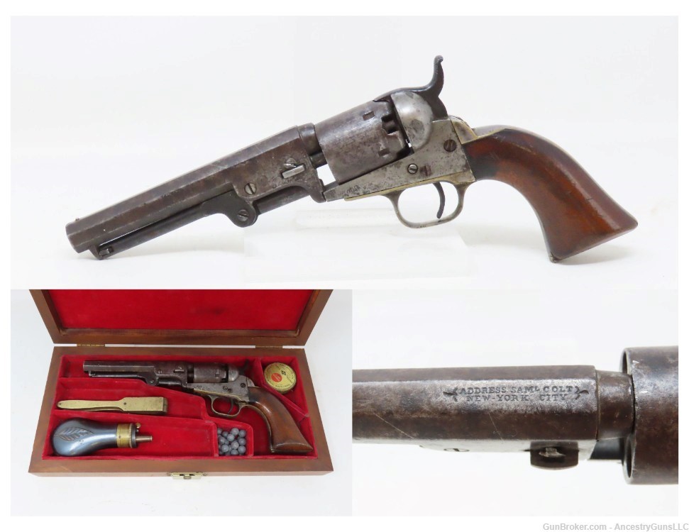 c1854 COLT 1849 POCKET Revolver FRONTIER CIVIL WAR Antique Antebellum -img-0