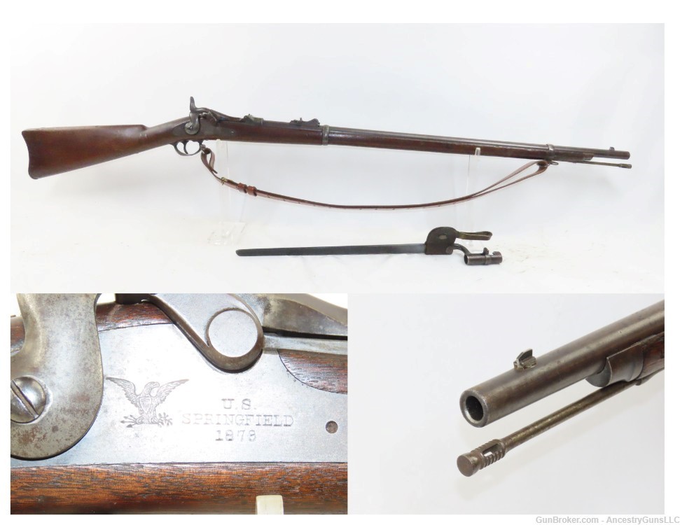 INDIAN WARS Antique U.S. SPRINGFIELD M1879 Trapdoor Rifle w/BAYONET & SLING-img-0