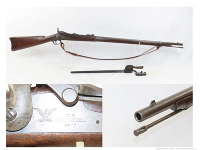 INDIAN WARS Antique U.S. SPRINGFIELD M1879 Trapdoor Rifle w/BAYONET & SLING