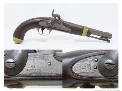 1854 Antique I.N. JOHNSON U.S. Model 1842 DRAGOON MARTIALLY MARKED Pistol  