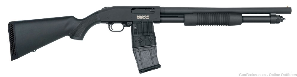 Mossberg 590M Mag-Fed 12GA Pump Action 18.5" 10+1 2.75" Heavy-Walled Bore-img-0