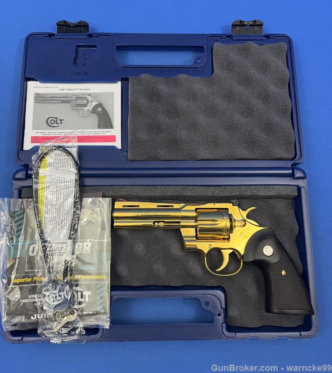 NIB Gold Plated Colt Python, 357 Magnum, 4.25, Penny Start!-img-0