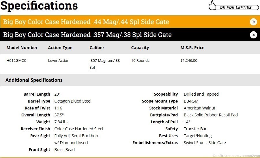 Henry Big Boy Case Hardened 357Mag/38Spl Side Gate H012GMCC-img-1