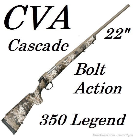 CVA Cascade Veil Camo Bolt Action 350 Legend Rifle w/ 22" Barrel - CR3907C-img-0