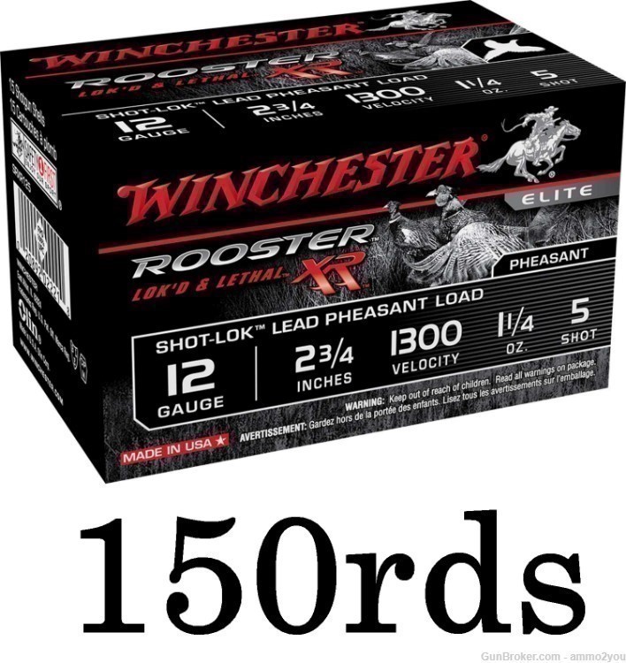 Winchester 12ga Rooster XR Lok'd & Lethal 1300FPS 5 Shot 1-1/4oz SRXR125-img-0