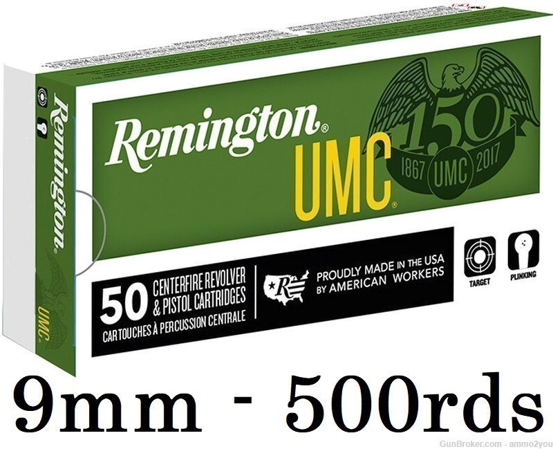Remington 9mm 115gr UMC FMJ 500rds L9MM3-img-0