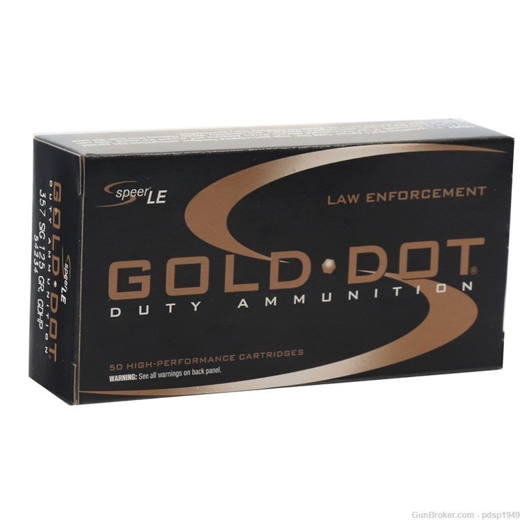 Spper LE Gold Dot Duty Ammo .357 Sig 125gr GDHP 54234 Hollow Point 50rd Box-img-0