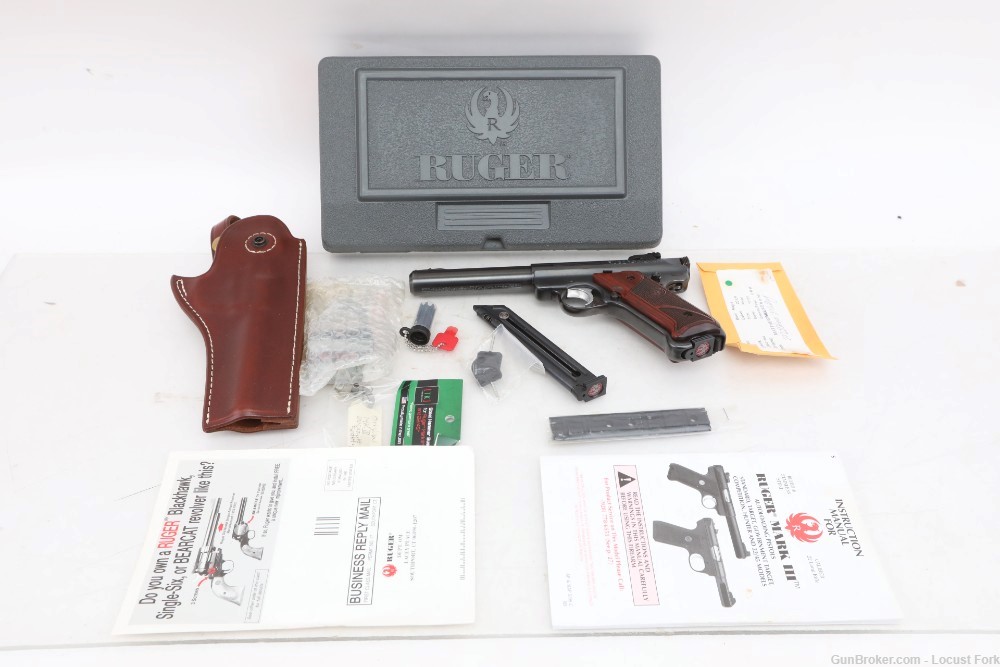 Ruger MKIII Mark III Target 22lr 5.5" Factory Box 2 Mags Leather Holster NR-img-0