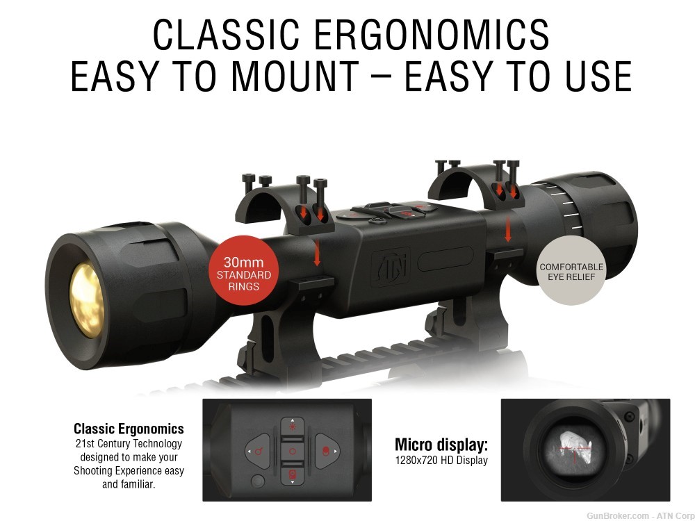 Refurbished ATN Thor LTV 2-6x, 256x192 12 micronThermal Rifle Scope-img-2