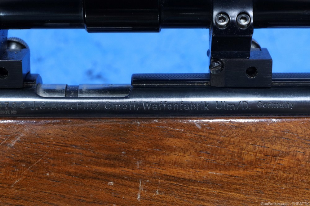 ANSCHUTZ BOLT ACTION 22LR W/SET TRIGGERS AND 4X32 SCOPE "CRACKED STOCK"-img-9