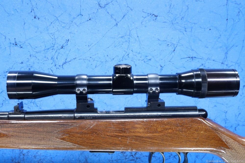 ANSCHUTZ BOLT ACTION 22LR W/SET TRIGGERS AND 4X32 SCOPE "CRACKED STOCK"-img-8