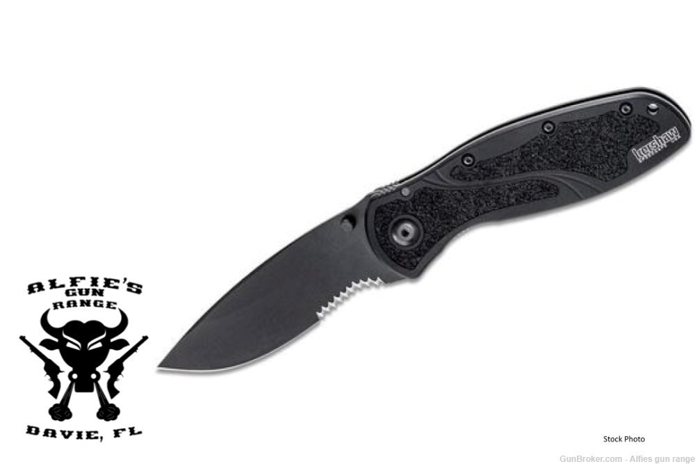 Kershaw BLUR FOLDING KNIFE - 3.375" SERRATED DROP POINT BLADE 1670BLKST-img-0