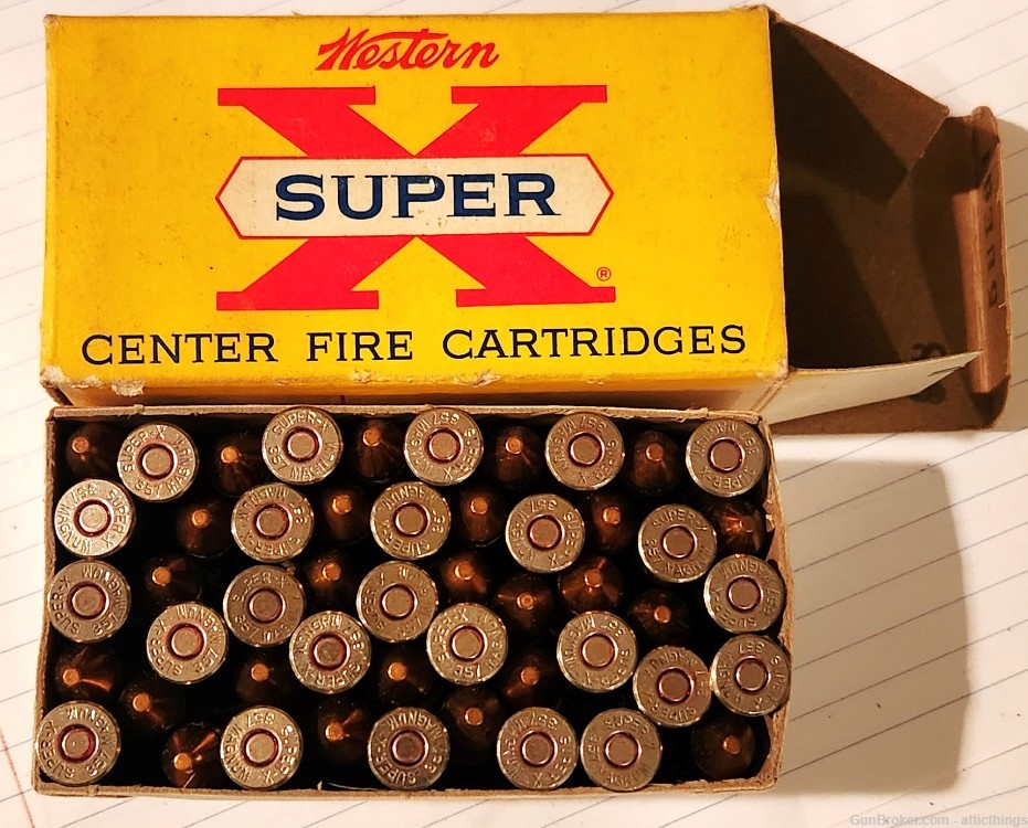 Vintage Box/50 Western Super X 357 Magnum 158 Grain Pistol Bullets   -img-7