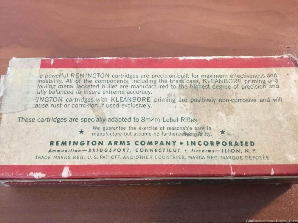 8 mm LEBEL, Remington Kleanbore 170gr. S.P. factory rounds in vintage box-img-3