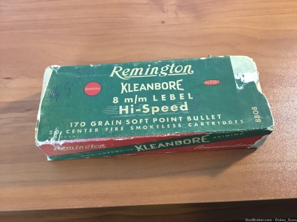 8 mm LEBEL, Remington Kleanbore 170gr. S.P. factory rounds in vintage box-img-0