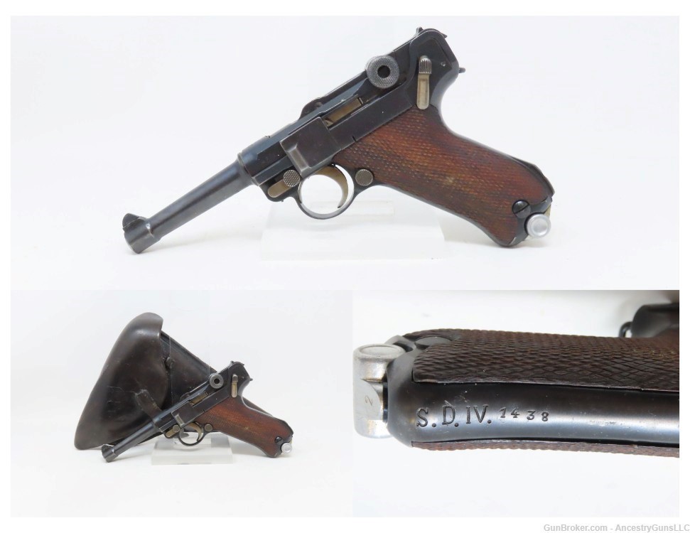 DÜSSELDORF POLICE 1915/1920 DOUBLE DATE LUGER Pistol DWM 9x19mm WWI  II C&R-img-0
