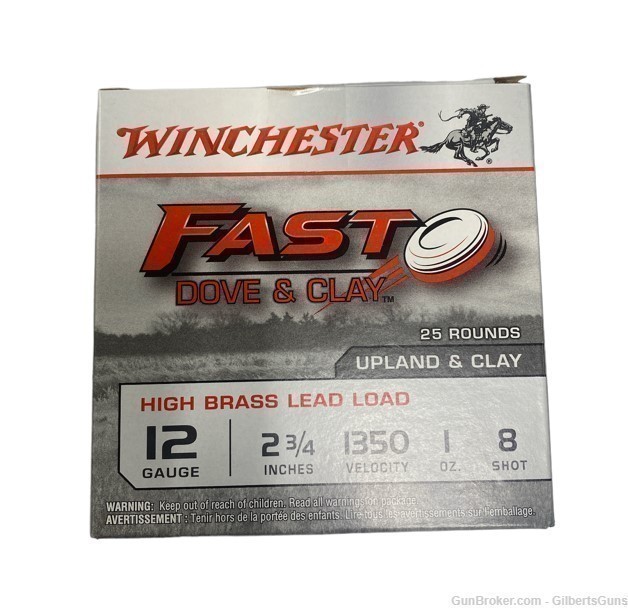 Winchester FAST Dove & Clay 12 Gauge 1 Oz #8 1350 FPS 250 Rounds WFD128B-img-0