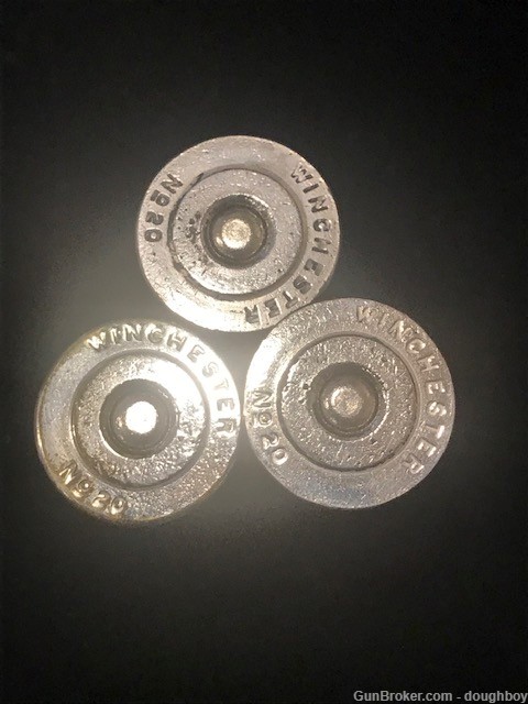 Winchester No. 20 Nickeled Brass Shotshells THREE Shotgun Loaded-img-3