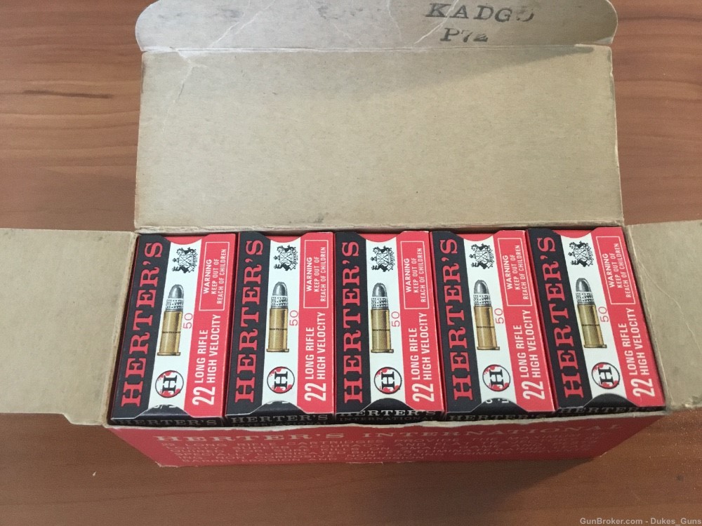 HERTER’S (approx. 1950’s) 10 boxes packed in 500 rd.carton .22LR RARE-img-4