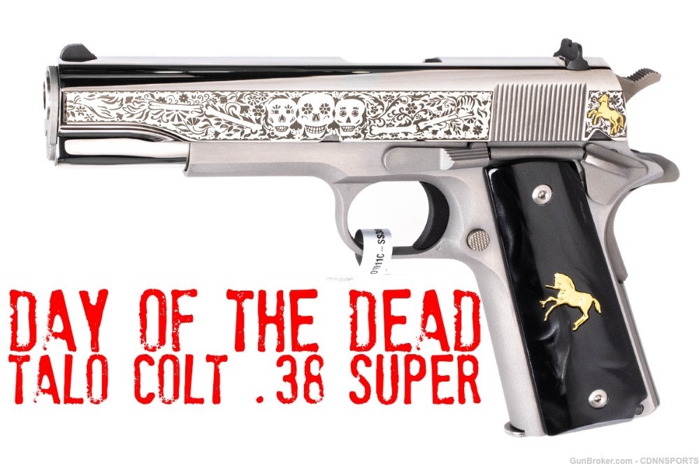 TALO Colt Day of the Dead 1911 Stainless .38 Super #174 of 500 NEW IN BOX-img-0