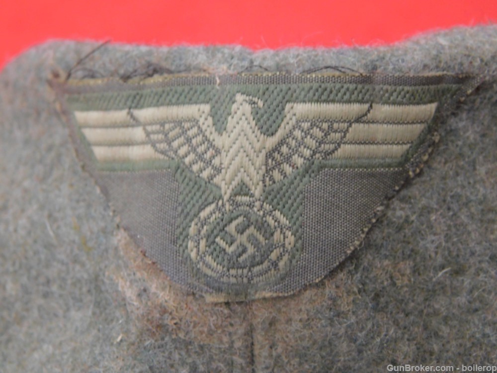 Wonderful German WW2 over seas army cap olive green dated tunic helmet -img-5