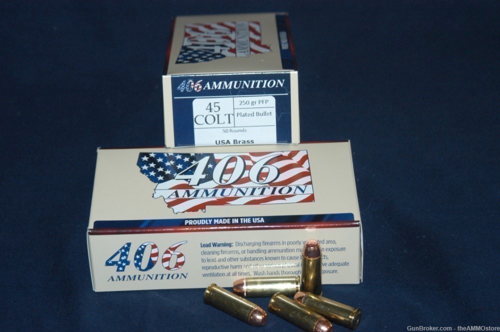 45LC-250 Plated Flat Point loaded ammo, 50 count  box-img-0