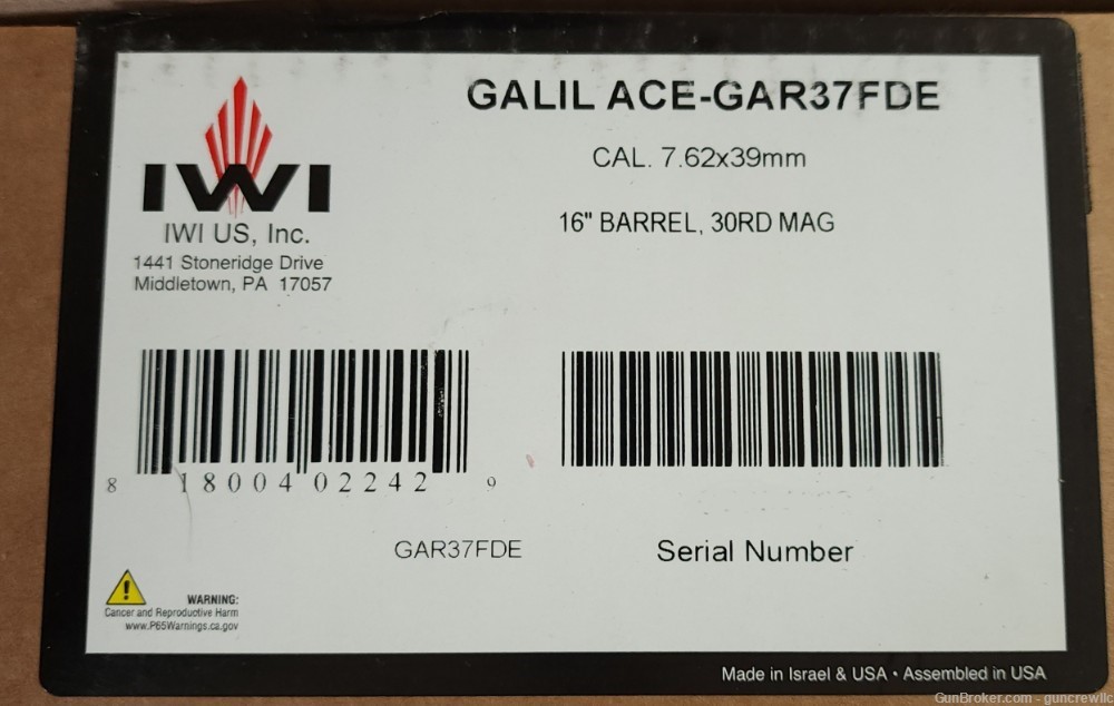 IWI Galil ACE GAR37FDE GAR37 FDE Gen2 Brown Gen 2 II 7.62x39 M-Lok Layaway-img-15