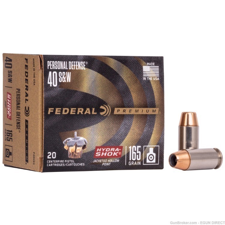 Federal Hydra-Shok 40 S&W 165gr Jacketed Hollow Point - 20rd-img-0