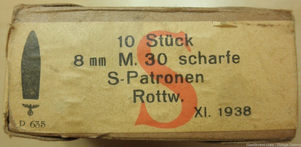 8x56R Steyr Mannlicher M30 WWII 1938 boxed 10 rounds on clips-img-0