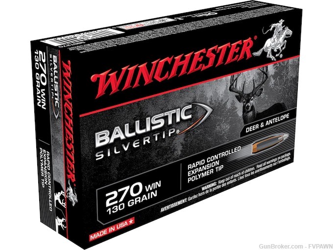 2 Boxes 40 Rds Winchester Ballistic Silvertip Ammunition 270 Win 130 Gr-img-0