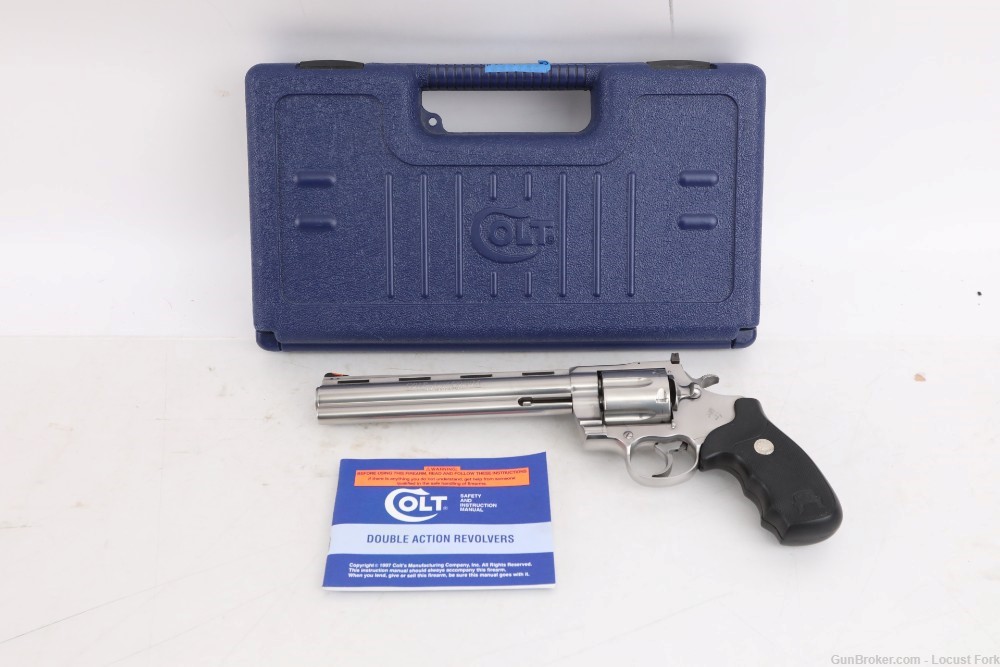 Colt Anaconda 44 Mag MM3080PORTED 8" Ported Stainless w/ Box NEAR MINT NR -img-0