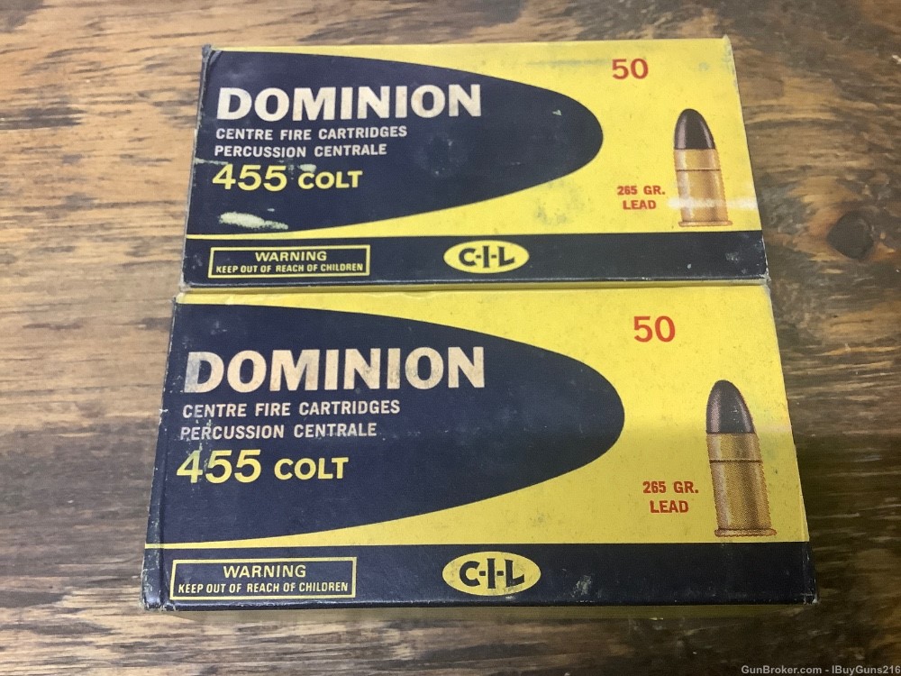 100 x .455 Colt 265gr lead Dominion Canadian CIL 455 Eley Webley -img-3