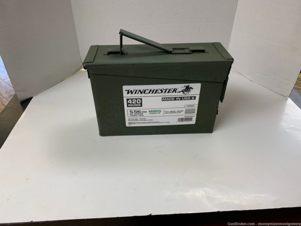 Winchester 420RDS 5.56MM M855 Green Tip FMJ With Stripper Clips and Can-img-7