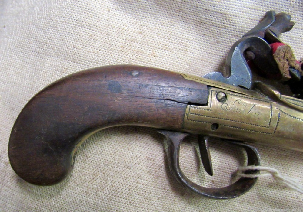 Brass Frame Flint Lock Muff Pistol British -img-8