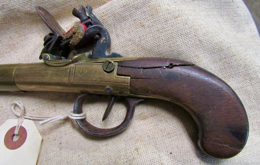 Brass Frame Flint Lock Muff Pistol British -img-1