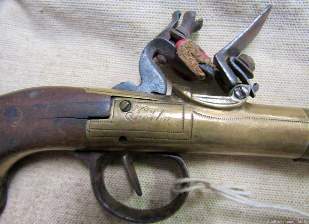 Brass Frame Flint Lock Muff Pistol British -img-9