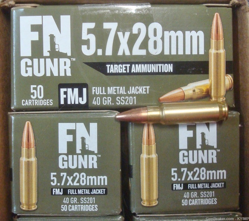 100 FN 5.7x28 FMJ 40 grain SS201 New Ammo 5.7 FN PS90 NEW Ammuniton-img-3