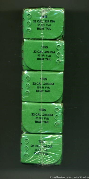 Sierra .22 Cal .224 Diameter - 55 Grain - FMJ Boat Tail Bullets - Pack 500-img-0